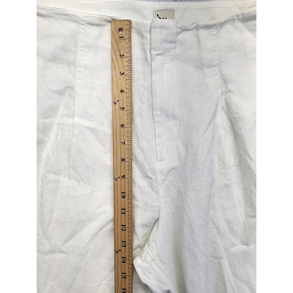 A New Day Cream Linen Blend Pleated Tapered Ankle Pants Size 17